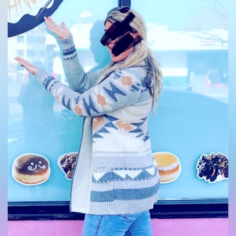 Lucky brand Aztec pattern sweater jacket